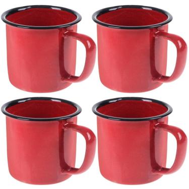 Imagem de Caneca Esmaltada 150Ml 6Cm Vermelha Kit 04 Un