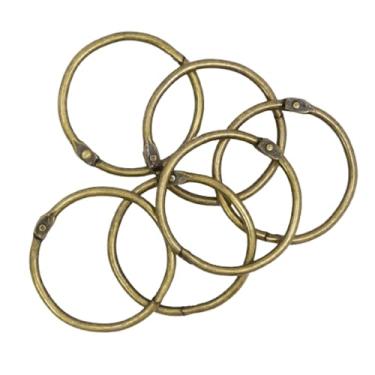 Imagem de Craftelier - Conjunto de 6 anéis de metal para encadernação ideal para scrapbook e artesanato | Anéis para álbuns, cadernos, agendas ou diários | Tamanho Ø 45 mm · Bronze