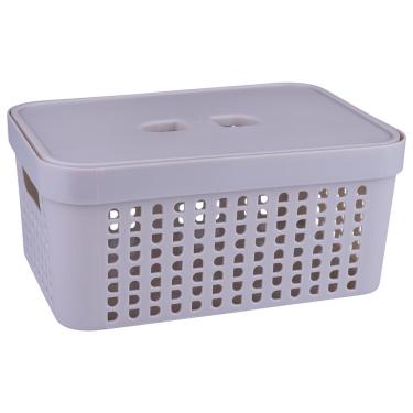 Imagem de Cesto Organizador com Tampa 4.5L Rattan LP House 8509FE Bege