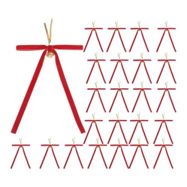 Imagem de Sclmgo 24 Laços de Natal DIY, Decorações Multifuncionais E Originais com Sinos, para Quarto, Porta, Aniversário, Festas E Feriados, Vermelho, Tamanho real