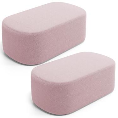 Imagem de Kit 02 Puffs Decorativos Orgânicos Para Living Quarto 100cm Doha W01 Bouclê Rose - Lyam Decor