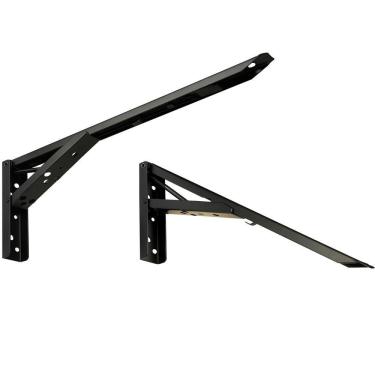 Imagem de Kit 01 Par Suporte Para Mesa Dobrável Retrátil 30cm H02 Mão Francesa Preto