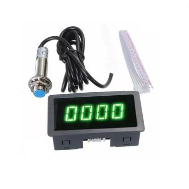 Imagem de Leitor digital de rpm verde 4 digitos 9999 rpm + sensor m12 npn tipo h