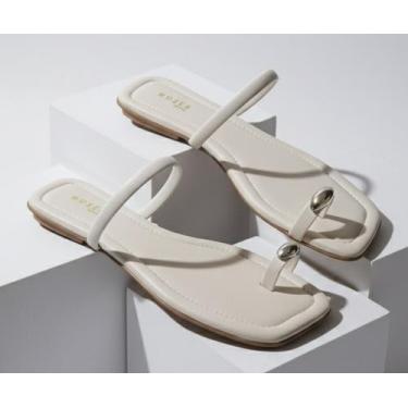 Imagem de Rasteirinha Sandália Feminina de Dedo com aplicação ABS lesma deelicad