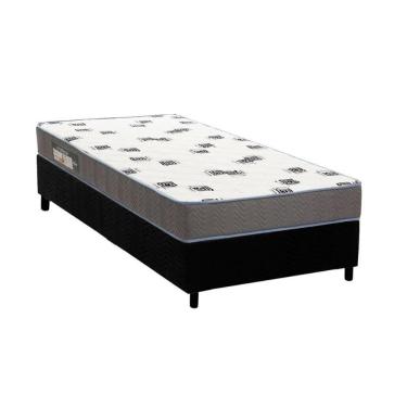 Imagem de Cama Box Solteiro: Colchão Espuma Ortobom D33 Light Saúde + Base Crc Suede Black(88X188)