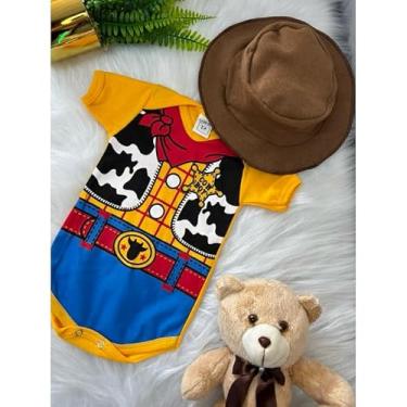 Imagem de Body E Chapeu Para Bebe Temático Toy Story Cowboy Fantasia Woody Mesversário