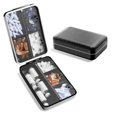 Imagem de Caixa organizadora de comprimidos de viagem – Estojo à prova de umidade com fecho magnético, suporte grande de 8 compartimentos para pílulas, vitaminas e suplementos, organizador de medicamentos