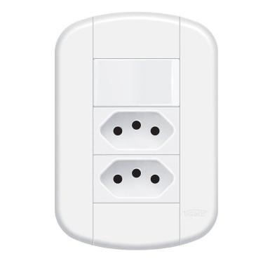 Imagem de Interruptor Simples Com Tomada Dupla 10a Fame - 3927 Blanc