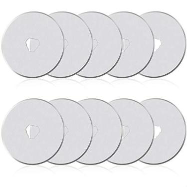 Imagem de Pacote com 10 lâminas rotativas de 45 mm inclui estojo de armazenamento de lâmina de plástico, cortador rotativo de reposição para cortar tecido, papel, couro e muito mais!