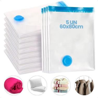 Imagem de Kit Sacos a vácuo 60x80cm Organizador Para Viagem Roupa Mala Mochila -
