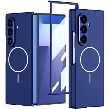 Imagem de Clatoxi Capa magnética para Samsung Galaxy Z Fold 7 com protetor de tela integrado, [compatível com carregamento sem fio] Capa protetora rígida fina de policarbonato à prova de choque para Samsung