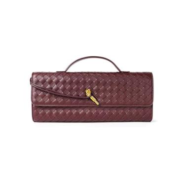Imagem de blinkgooblink Bolsa clutch noturna feminina, bolsa tiracolo de couro sintético, Borgonha