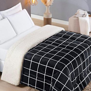 Imagem de Edredom Solteiro Coberdrom Sherpa-mantinha Austin 1 Peça Preto