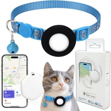 Imagem de Rastreador GPS para gatos, mini rastreador GPS para animais de estimação com coleira, coleira impermeável IPX8, sem taxa mensal, funciona com Apple Find My(apenas iOS), rastreador inteligente para
