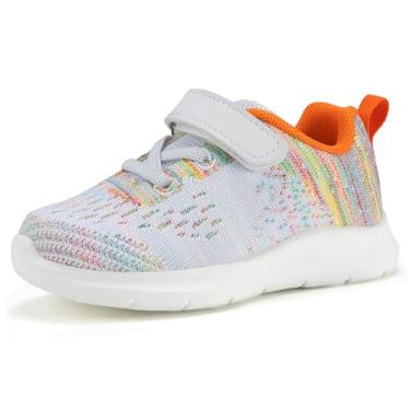 Imagem de COODO Tênis esportivo de corrida para meninos e meninas, Branco, laranja, 19
