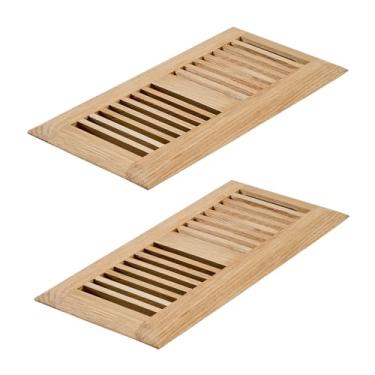 Imagem de Razo Pacote com 2 peças de registro de piso de madeira de carvalho branco, capa de ventilação suspensa, sem amortecedor, 10 x 25 cm (abertura do duto), inacabado