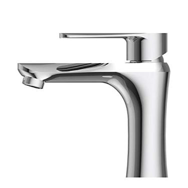 Imagem de UHFILYQBA Torneira de bronze Torneira misturadora de pia de água quente e fria de uma chave, torneira de lavatório de alça única para banheiro doméstico, núcleo de válvula de cerâmica espessa