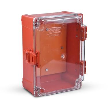Imagem de Caixa Painel Elétrico Quadro Comando Plastico 20X14X9Cm Vermelha Tampa Transparente Bombeiros IP65