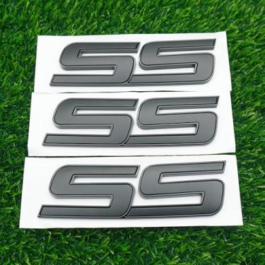 Imagem de 3 peças de reposição para crachá 3D emblema SS para porta da frente para 2006-2010 Impala Equinox HHR Carlo SSR Trailblazer 15211285 Origianl tamanho (preto)
