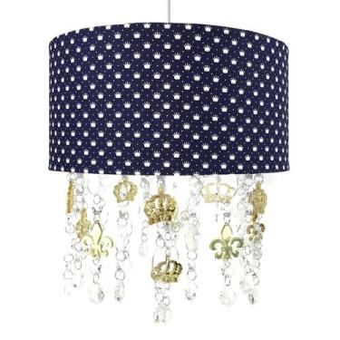 Imagem de Lustre Tubular Cristais Coroas Douradas Quarto Bebê Infantil - Potinho