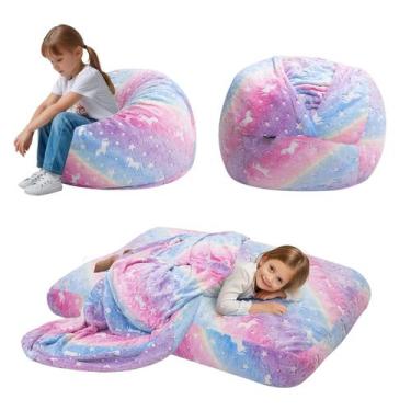 Imagem de Cadeira Bean Bag COMAX Kids 2 em 1 Unicorn Rainbow Bed