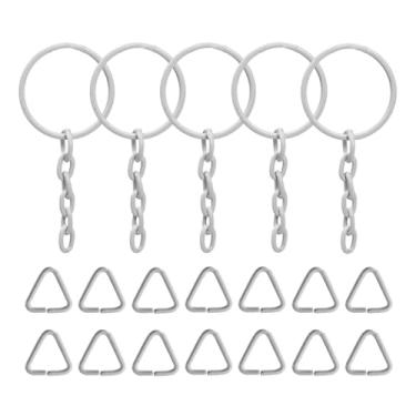 Imagem de Argola Com Corrente 23mm Resistente Artesanato Com Triangulo Criação De Chaveiro 100 unidades (Branco)