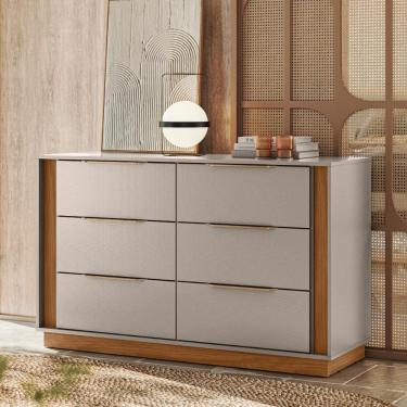 Imagem de Cômoda 6 Gavetas Giardino Nogueira/nude Tx Demobile