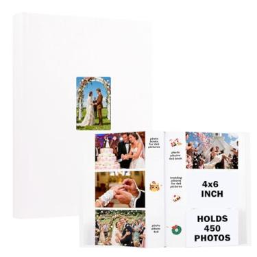 Imagem de Álbum de fotos 4x6 450 fotos espaço de escrita capa de couro com janela frontal álbum de fotos, 4 x 6 álbum de casamento crianças viagem família bebê fotos (Branco)