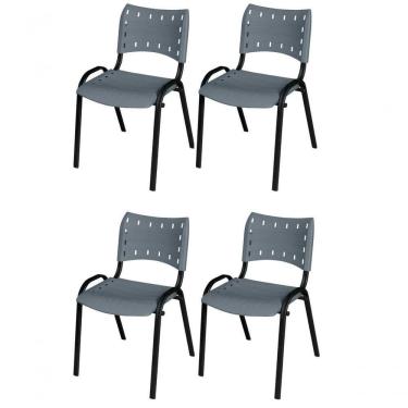 Imagem de Cadeira Iso Base Preto , Escritório Cinza Kit 4 Un