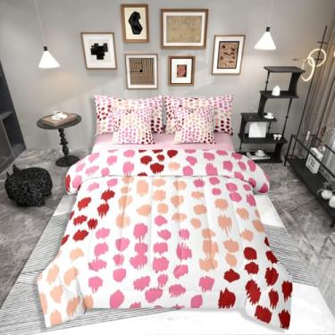 Imagem de Erosebridal Jogo de cama casal de bolinhas em uma bolsa, 7 peças, geométrico, com lençol com pincel, traçado boêmio, para crianças e adultos, conjunto de cama com design de círculo moderno