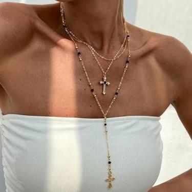 Imagem de Colar longo em Y com cruz de lariat para mulheres, ouro, prata, pilha, presentes de amizade para mulheres, presentes de Natal, joias, Medium, Latão, Sem Pedra Preciosa