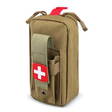 Imagem de Bolsa de primeiros socorros Molle pequena bolsa médica para trauma vazia bolsa tática para cinto (US-TAN)