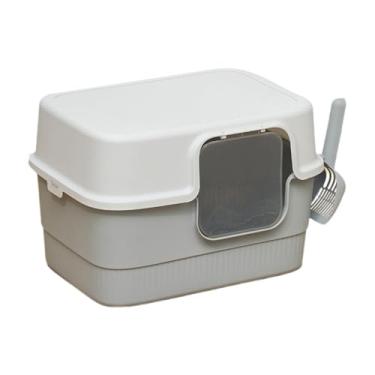Imagem de Baoblaze Caixa de areia para gatos com capuz e pá com laterais altas para gatos internos, antirrespingos, caixa de areia para gatos fechada e coberta, bandeja