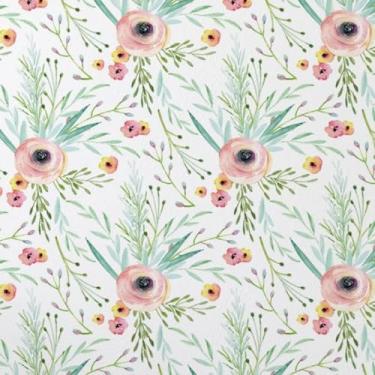 Imagem de Forro de prateleira de flores rosa aquarela papel de contato autoadesivo vinil floral para armários de cozinha, cômoda, paredes de casa de bonecas, artesanato, decalque 43 x 38 cm