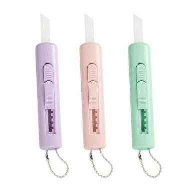 Imagem de Mini cortador de papel de cerâmica, cortador magnético com lâminas de cerâmica de segurança, pacote com 4 para papelão e embalagens de alimentos, seguro para crianças a partir de 14 anos e uso no