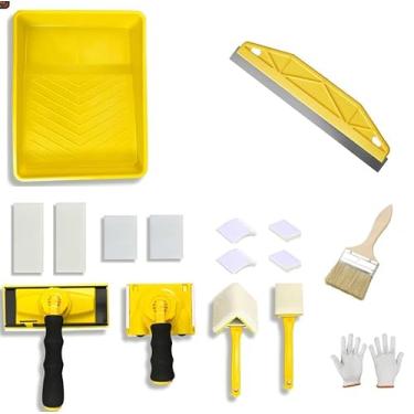 Imagem de Kit de ferramentas para aparador de tinta - Conjunto de almofadas de tinta de 22 cm, 16 peças de aparador de tinta com acabamento - almofada de retoque, almofada de parede e teto de canto, alça de