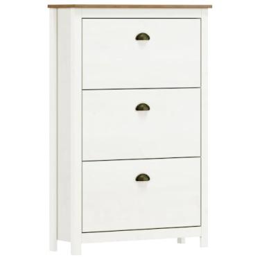 Imagem de Sapateira Vertical 3 Portas Madeira Maciça Mazzaro F06 Branco Freijó - Lyam Decor