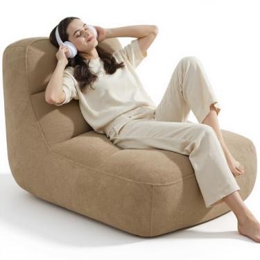 Imagem de Relefree Cadeira Goliath Bean Bag para adultos, poltrona de leitura aconchegante, enchimento de espuma viscoelástica de pelúcia, cadeira grande e confortável para sala de estar, quarto, lareira para