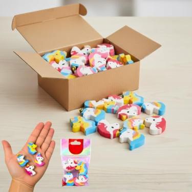 Imagem de Kit 48 Borrachas Escolar Unicórnio Ponteira de Lápis – Apaga Sem Borrar e Decora Lápis