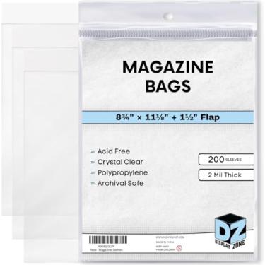 Imagem de Display Zone Bolsas de revistas – Pacote com 200 capas de plástico de polipropileno sem ácido – Proteção transparente para suas revistas e quadrinhos – Capas de armazenamento de arquivo para