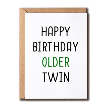 Imagem de ZoZi9xDesigns Happy Birthday Older Twin Card - Twin Birthday - Cartão de felicitações - Presente para irmão irmã - Presente para ele Ela - Engraçado