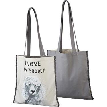 Imagem de Bolsa de compras Primitives By Kathy Market - I Love My Poodle, Bronzeado, Medium