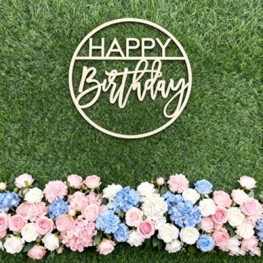 Imagem de Placa de madeira de feliz aniversário para pano de fundo, placa de letras de feliz aniversário para arco de balão, festa de aniversário, decoração de arco, pano de fundo, suporte de foto de parede, 35