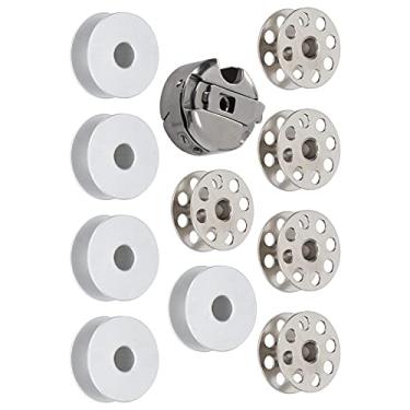 Imagem de aqxreight 10 Peças Caixa de Bobina Carretel de Metal pé de Caminhada Acessórios de Máquina de Costura Industrial Costura para Luz de Bobina que e 10 Caixa Necessária Inclui Peças