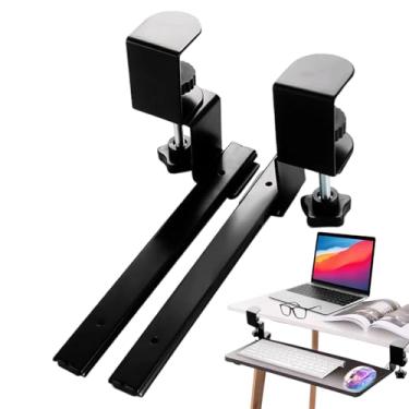 Imagem de Trilhos De Teclado Sob A Mesa - Suporte Giratório Para Teclado | Suporte Deslizante Para Telemóvel - Para Mesa De Escritório Casa Dormitório Sala De Estudos Computador E Portátil