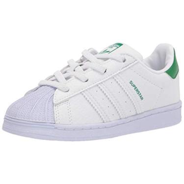 Imagem de adidas Originals Tênis infantil unissex Superstar, Branco/Verde, 4 Big Kid