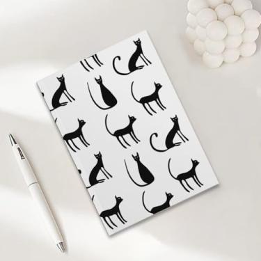 Imagem de Caderno minimalista de silhueta de gato para trabalho, caderno de redação A5 (21 x 14,7 cm), caderno pautado na faculdade, agenda de viagem forrada para escrever, presentes para amantes de gatos 3