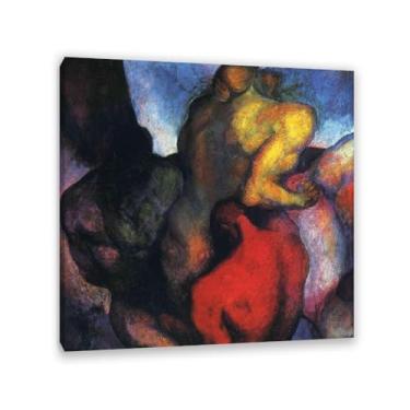 Imagem de Thomas Hart Benton Pinturas Arte de Parede Três Figuras Reproduções de Arte Clássica Thomas Hart Benton Pôster em Tela para Sala de Estar Decoração de Parede de Casa 60 x 60 cm (24 x 24 polegadas