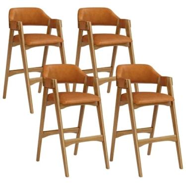 Imagem de Kit 04 Banquetas Altas Para Cozinha Sala de Jantar Bar Suran L02 Courissímo Canela - Lyam Decor