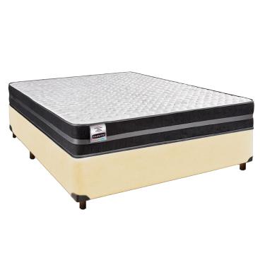 Imagem de Cama Box Bege Casal + Colchão Molas Ultralastic Bogota Inducol